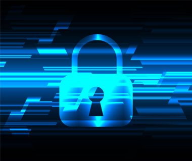 Dolabı olan arka plan vektör illüstrasyonu, dijital güvenlik kavramı