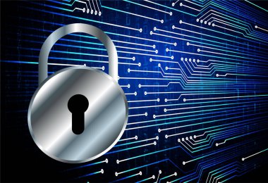 Dolabı olan arka plan vektör illüstrasyonu, dijital güvenlik kavramı