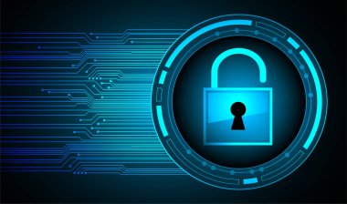 Dolabı olan arkaplan çizimi, dijital güvenlik kavramı