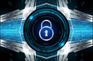 Dolabı olan arka plan vektör illüstrasyonu, dijital güvenlik kavramı