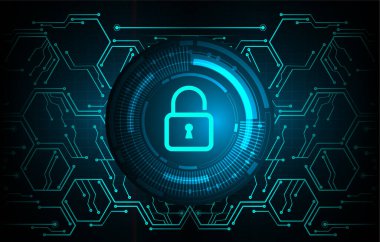 Dolabı olan arka plan vektör illüstrasyonu, dijital güvenlik kavramı