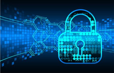 Dolabı olan arkaplan çizimi, dijital güvenlik kavramı