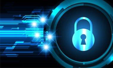 Dolabı olan arka plan vektör illüstrasyonu, dijital güvenlik kavramı