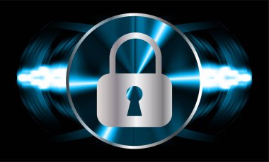 Dolabı olan arka plan vektör illüstrasyonu, dijital güvenlik kavramı