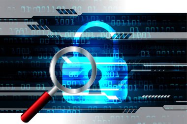 Dolabı olan arka plan vektör illüstrasyonu, dijital güvenlik kavramı