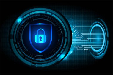 Dolabı olan arkaplan çizimi, dijital güvenlik kavramı