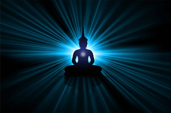 Buddha Silueti Lotus Pozisyonunda Meditasyon Yapıyor — Stok Vektör