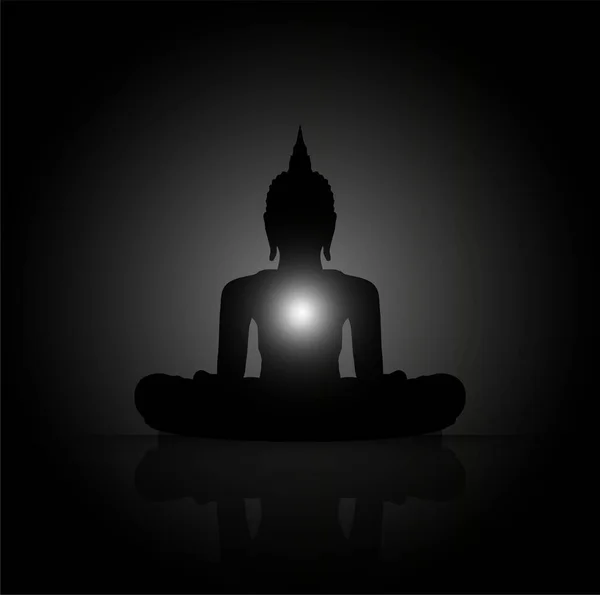 Mediterend Boeddha Silhouet Lotuspositie — Stockvector