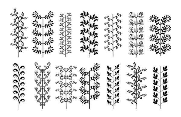 Reihe Handgezeichneter Floraler Elemente Vektorillustration — Stockvektor