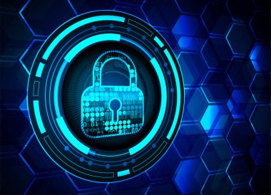 Dolabı olan arka plan vektör illüstrasyonu, dijital güvenlik kavramı