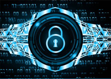 Dolabı olan arka plan vektör illüstrasyonu, dijital güvenlik kavramı