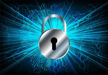 Sayısal arkaplan ve siber güvenlik konusunda kapatılmış asma kilit