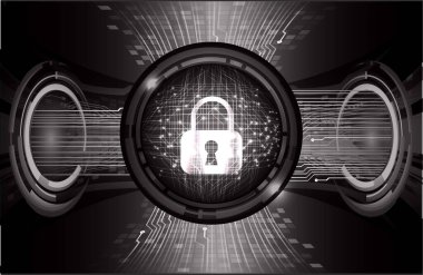 Dolabı olan arka plan vektör illüstrasyonu, dijital güvenlik kavramı