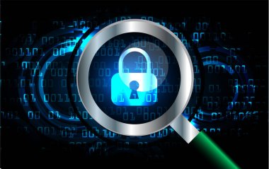 Dolabı olan arka plan vektör illüstrasyonu, dijital güvenlik kavramı