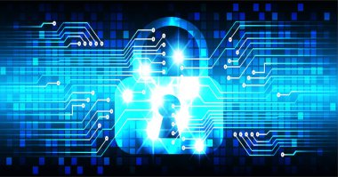 Dolabı olan arka plan vektör illüstrasyonu, dijital güvenlik kavramı