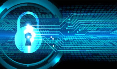 Dolabı olan arka plan vektör illüstrasyonu, dijital güvenlik kavramı