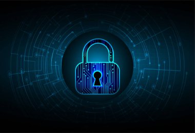 Dolabı olan arka plan vektör illüstrasyonu, dijital güvenlik kavramı