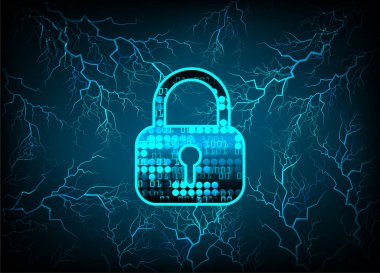 Dolabı olan arka plan vektör illüstrasyonu, dijital güvenlik kavramı