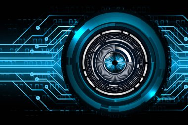 Mavi göz siber devre gelecekteki teknoloji konsepti