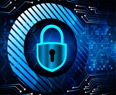 Dolabı olan arkaplan çizimi, dijital güvenlik kavramı