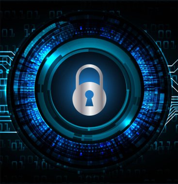 Dolabı olan arka plan vektör illüstrasyonu, dijital güvenlik kavramı