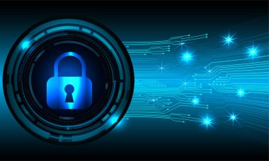 Dolabı olan arkaplan çizimi, dijital güvenlik kavramı