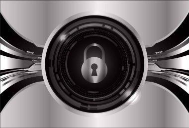 Dolabı olan arka plan vektör illüstrasyonu, dijital güvenlik kavramı