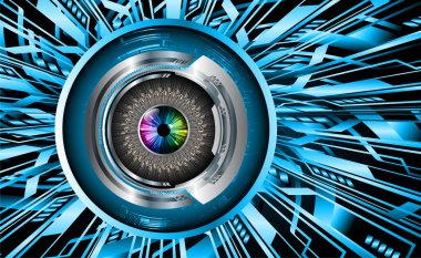 Mavi göz siber devre gelecekteki teknoloji konsepti