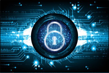 Dolabı olan arka plan vektör illüstrasyonu, dijital güvenlik kavramı