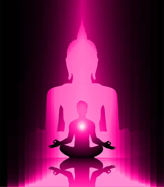 Meditarea Siluetei Buddha Poziția Lotus — Vector de stoc