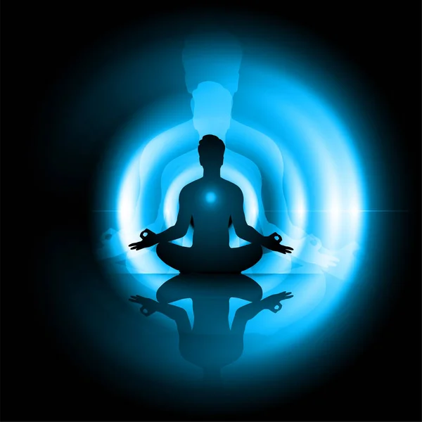 Meditierende Männliche Silhouette Lotusposition — Stockvektor