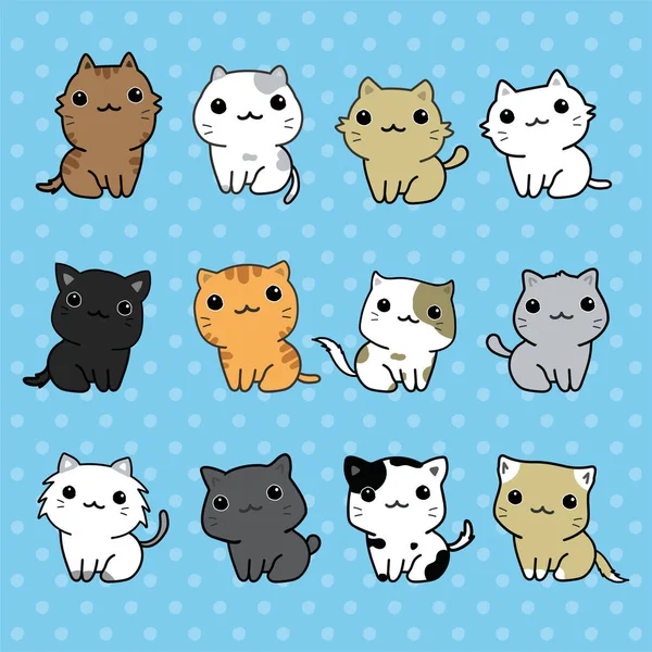 Ensemble Chats Mignons Illustration Vectorielle — Image vectorielle