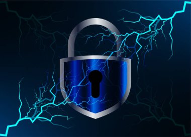 Dolabı olan arka plan vektör illüstrasyonu, dijital güvenlik kavramı