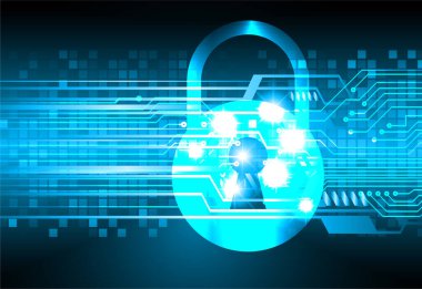 Dolabı olan arka plan vektör illüstrasyonu, dijital güvenlik kavramı