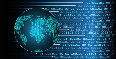 Dünya ikili devre kartı gelecek teknolojisi, mavi hud siber güvenlik kavramı arka planı