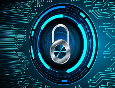 Sayısal arkaplan ve siber güvenlik konusunda kapatılmış asma kilit