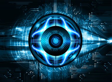Mavi göz siber devre gelecekteki teknoloji konsepti