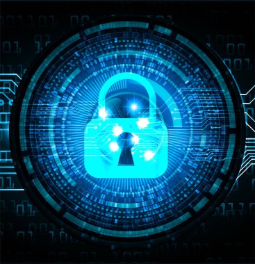 Dolabı olan arka plan vektör illüstrasyonu, dijital güvenlik kavramı