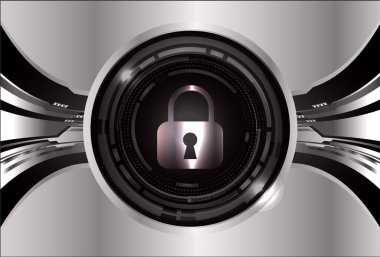 Dolabı olan arka plan vektör illüstrasyonu, dijital güvenlik kavramı