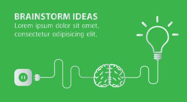 Fikir ve simge tasarımlı yeşil enerji kavramı, vektör illüstrasyonu 