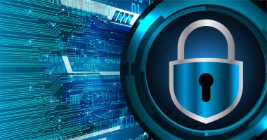 Dolabı olan arka plan vektör illüstrasyonu, dijital güvenlik kavramı