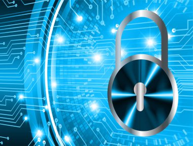 Sayısal arkaplan ve siber güvenlik konusunda kapatılmış asma kilit