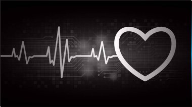 Kalp atışı ve tıbbi simgelerin vektör çizimi