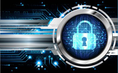 Dolabı olan arkaplan çizimi, dijital güvenlik kavramı