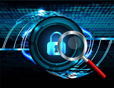 Dolabı olan arka plan vektör illüstrasyonu, dijital güvenlik kavramı