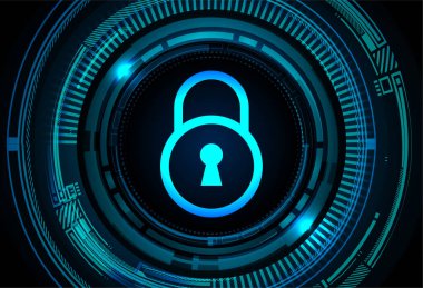 Dolabı olan arka plan vektör illüstrasyonu, dijital güvenlik kavramı