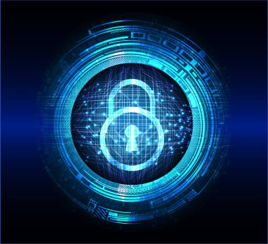 Sayısal arkaplan ve siber güvenlik konusunda kapatılmış asma kilit