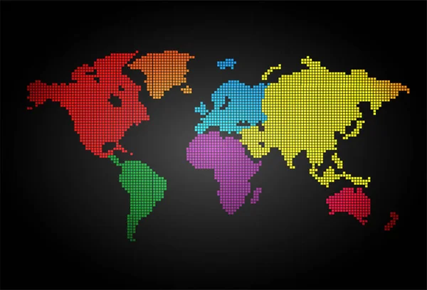 Carte Monde Avec Des Points Sur Fond Noir — Image vectorielle