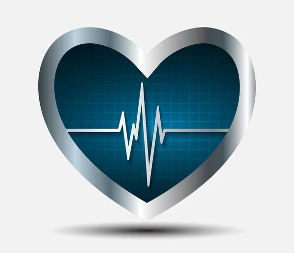 Corazón Con Icono Cardiograma Sobre Fondo Blanco Ilustración Vectorial — Archivo Imágenes Vectoriales