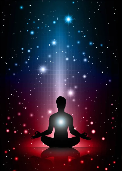 Nilüfer pozisyonunda meditasyon yapan erkek silueti